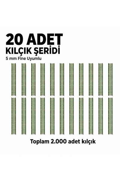 ALBERTOS Yeşil İnce Kılçık Şeridi 5 mm 20 Adet Şerit 2.000 Adet Türban Tabanc...