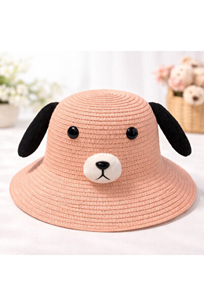 synshop Ροζ χαριτωμένο σκυλάκι Pochacco Παιδικό ψάθινο καπέλο με κουβά Καλοκα...