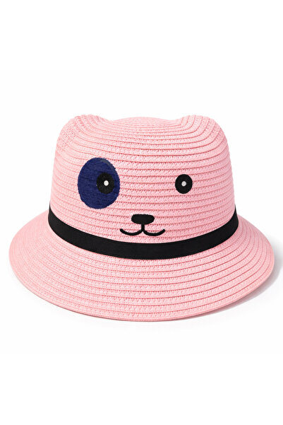 synshop Ροζ χαριτωμένο σκυλάκι Pochacco Παιδικό ψάθινο καπέλο με κουβά Καλοκα...