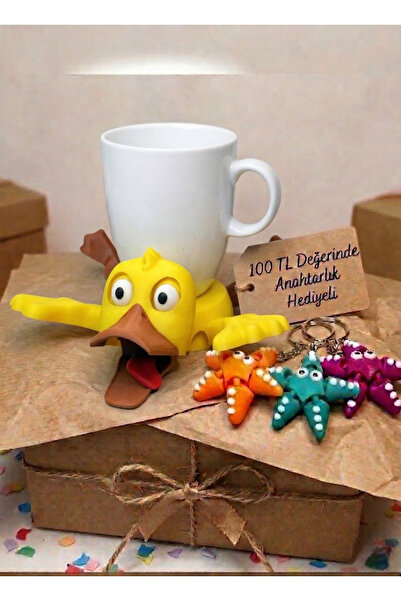 Genç 3D Sevimli Ördek Tasarımlı Masaüstü Bardak Tutucu