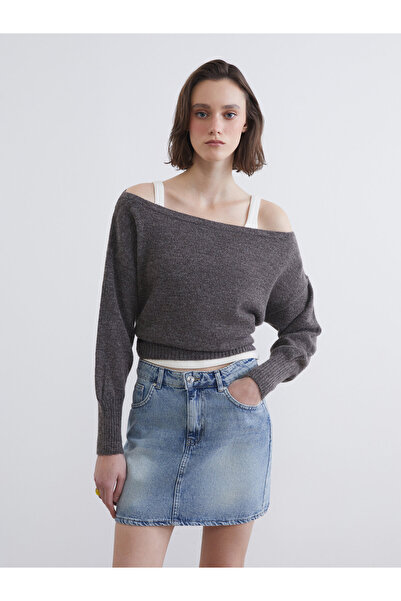 LC Waikiki Slash Neck Oversize Women's Knitwear Sweater