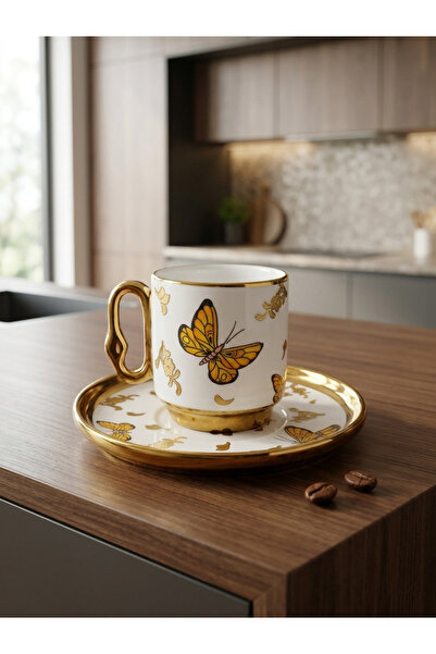 DS Home&Design Flower Gold Series - Luxury Coffee Set with Floral Relief for ...