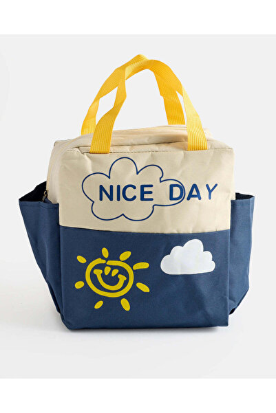 REDTAG Blue Insulated Lunch Bag With Side Pocket