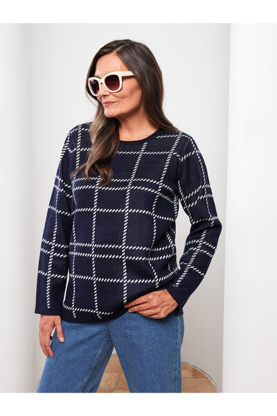 LC Waikiki Crew Neck Patterned Long Sleeve Women's Knitwear Sweater