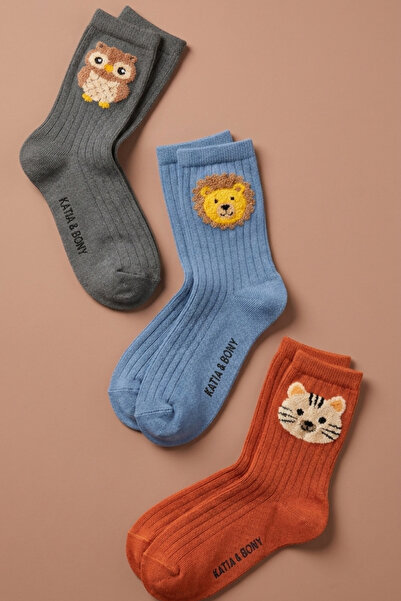 Katia&Bony Συσκευασία 3 τεμαχίων παιδικών κάλτσες με στάμπες ζώων