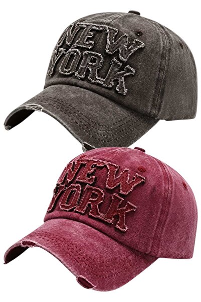 Uniquetrenders Set de 2 șepci de baseball unisex, cu broderie New York, regla...
