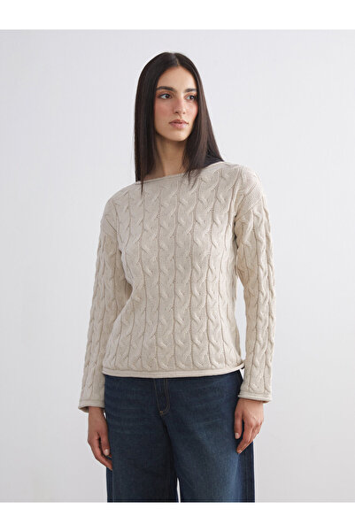 LC Waikiki Boat Neck Self Patterned Women's Knitwear Sweater