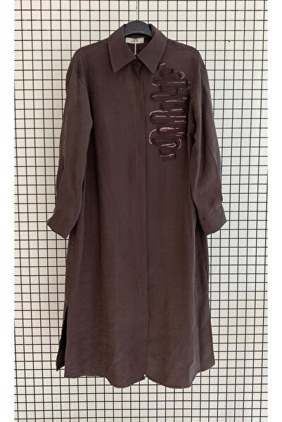 Armine Trendy Patterned Hidden Button Comfortable Fit Cotton Summer Tunic