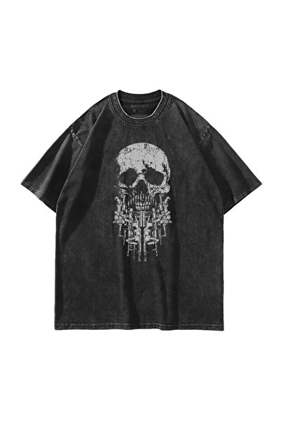 PENTHİLUS Βίντατζ πλυμένο μπλουζάκι oversized