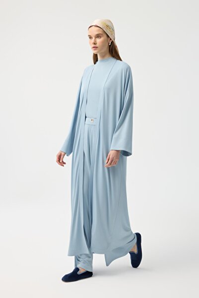 KADRİYE BAŞTÜRK Modal Cupra Pantolon Bluz Abaya Takım Mavi