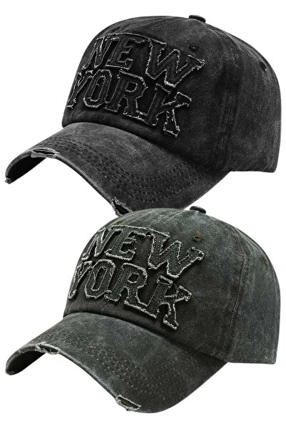 Uniquetrenders Set de 2 șepci de baseball unisex, cu broderie New York, regla...