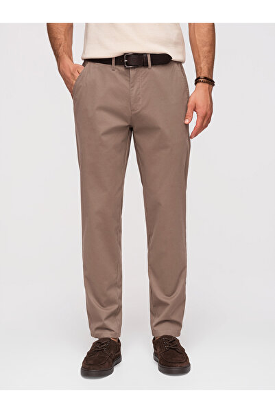 OMBRE Bărbați Pantaloni Chino Eleganți OM-PACP-0293 Maro