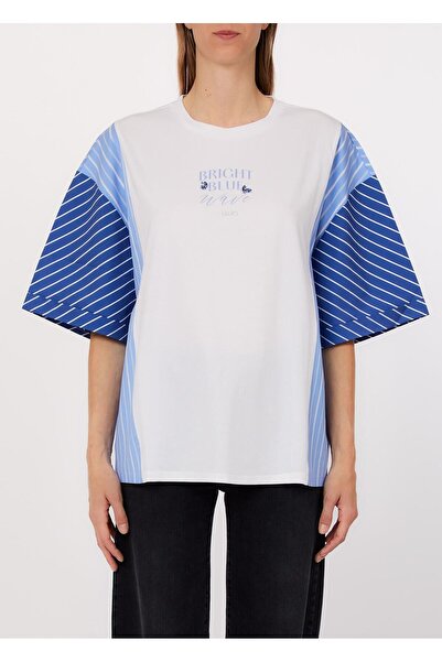 liu.jo Kadın Beyaz/Mavi T-shirt