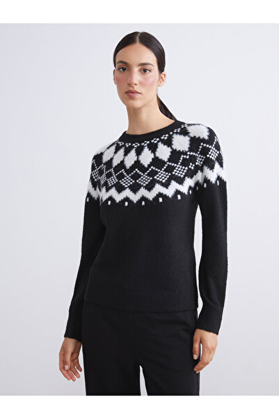 LC Waikiki Crew Neck Argyle Pattern Women's Knitwear Sweater