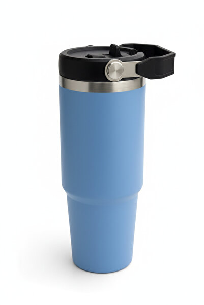 VİBEFLASK 900 ml 304 Paslanmaz Çelik Termos - Siyah Pipetli ve Kapaklı Mug