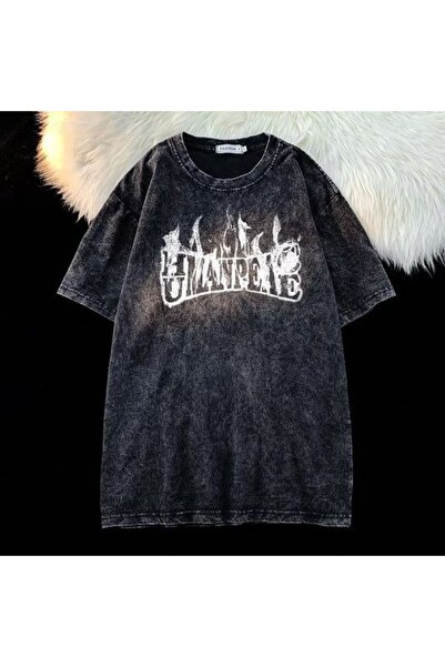 ZEMLİYA Βίντατζ πλυμένο μπλουζάκι oversized