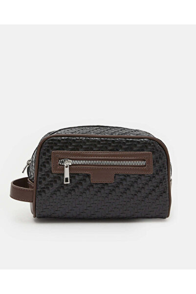 REDTAG Men Black Textured Toiletry Pouches