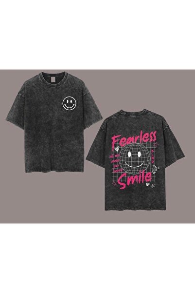 ZEMLİYA Βίντατζ πλυμένο μπλουζάκι oversized