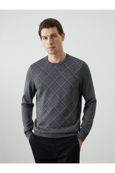LC Waikiki Argyle Patterned Men's Knit Sweater