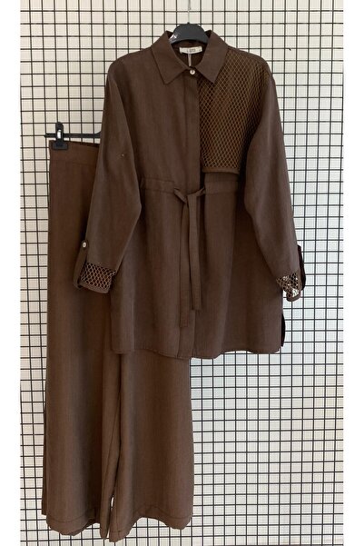 Armine Trend File Λεπτομερές λινό ύφασμα με κορδόνια, ολόσωμο καλοκαιρινό σετ...