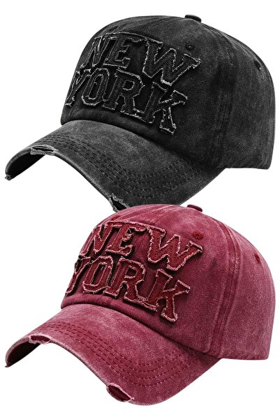 Uniquetrenders Set de 2 șepci de baseball unisex, cu broderie New York, regla...