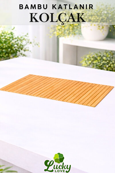Lucky Love Katlanır Lüks Bambu Koltuk Kenarı Kolçak Koltuk Tepsisi 32x45cm