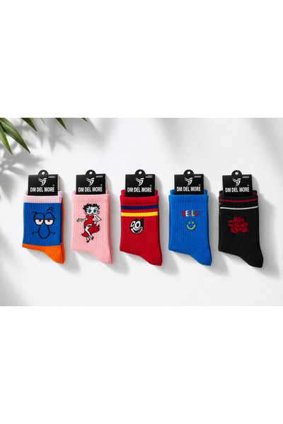 SBA SOCKS مجموعة من 5 جوارب نسائية لطيفة ذات طابع جامعي، 5 أزواج