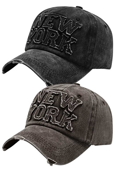 Uniquetrenders Set de 2 șepci de baseball unisex, cu broderie New York, regla...