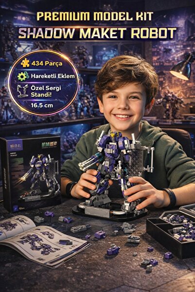 TOYFEST Transformers Benzeri Mor Maket Robot Seti 456 Parça Hareketli Eklemli...