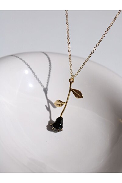 Reorah Collection Black Inverted Rose Necklace