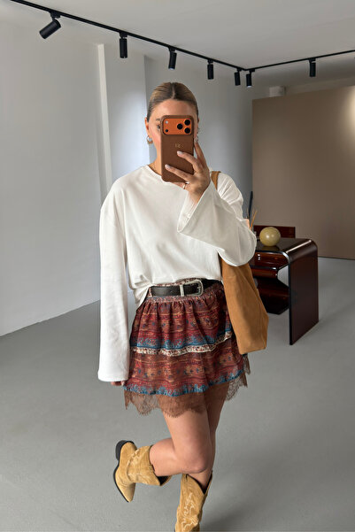 Sezgi Tekin Υπερμεγέθες μακρυμάνικο βαμβακερό μπλουζάκι σε απόχρωση εκρού