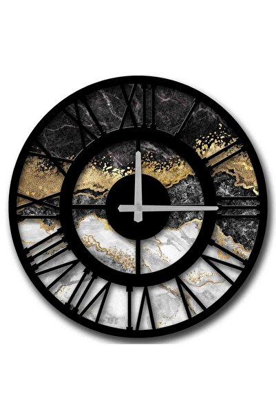 OEM Re-Bloom διακοσμητικό ρολόι τοίχου, MDF, γκρι/χρυσό/μαύρο, 50 εκ.