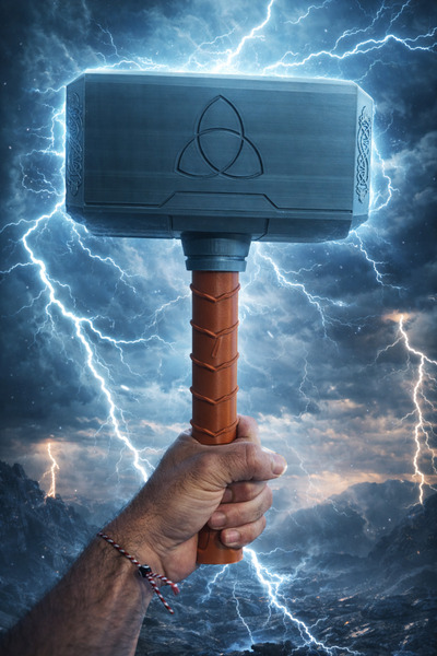 Mey3DDesign Thor'un Çekici Mjölnir! Büyük (31 Cm), İdeal Ağırlıkta, Gerçekçi ...