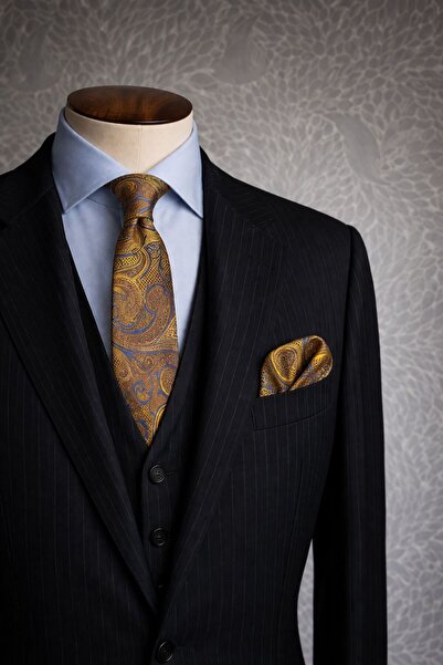 ilayda emir Ανδρική γραβάτα με σχέδιο Premium Design και μαντήλι στο γιακά