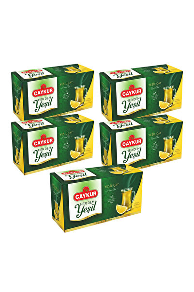 Çaykur Herdem Green Tea Filtered Sachet with Lemon 1.6Gr 25 Pieces Five-Pack