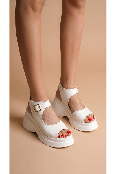 Moda Lime High Platform Wedge Heel Side Closed Buckle Skin Summer Women's San...