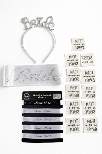 NOVATECH İNOVASYON Bride Set Bachelorette Party Crown, Sash, Tattoo & Bracelet Set Party Bachelorette Party