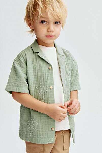 H&M Embroidered muslin resort shirt