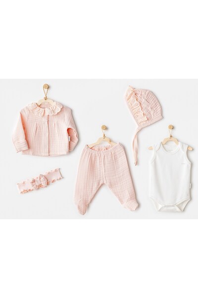 andywawa 100% Cotton 5-Pack Muslin Tk Salmon