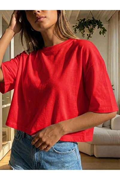 ZİYMO ΓΥΝΑΙΚΕΙΟ Oversize T-Shirt με λαιμόκοψη Crew και σχέδιο Crop