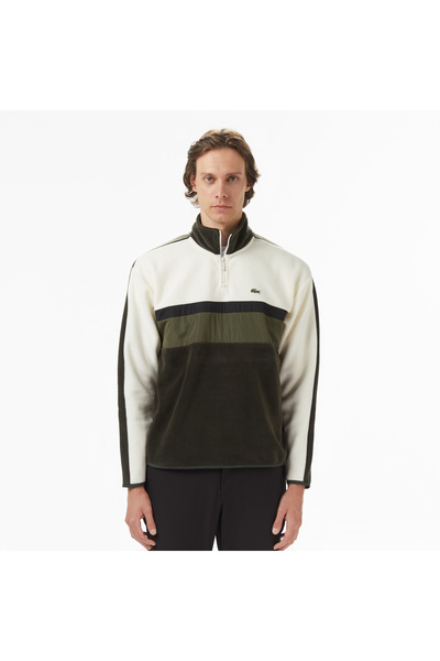 Lacoste Erkek Loose Fit Renk Bloklu Haki Sweatshirt