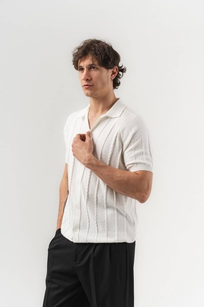 go gang own Πλεκτό πουκάμισο με σχέδιο Modo, Oversize, με κοντά μανίκια