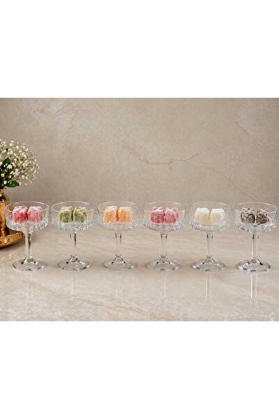 RASHA COLLECTION 6'lı Çizgili Kahve Yanı Sunumluk