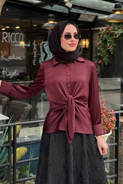 EkshiButik CLANDE Gömlek 2601-3015 Bordo