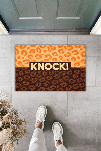 Dormot Home Λεοπάρ μοτίβο KNOCK! Γραπτό χαλάκι εισόδου – Μοντέρνος σχεδιασμός...