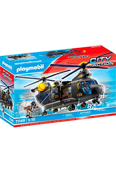 Playmobil 71149 City Action SWAT Rescue Helicopter Construction Toy