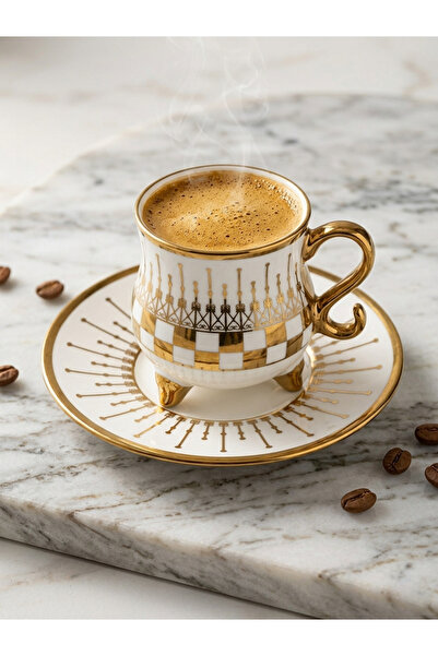 DS Home&Design Imperial Tripod Serisi - Üç Ayaklı & Altın Damalı 6 Kişilik Ka...