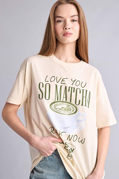 DeFacto Smileyworld Oversized Crew Neck Printed Short Sleeve T-Shirt H5903Ax26Sm