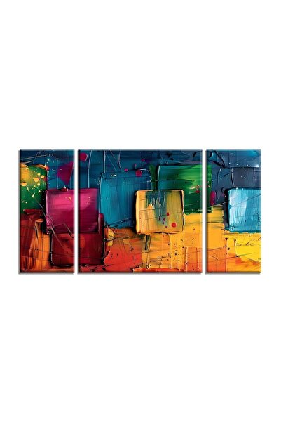 OEM Set de artă decorativă Re-Bloom, 3 piese, pânză/lemn, multicolor