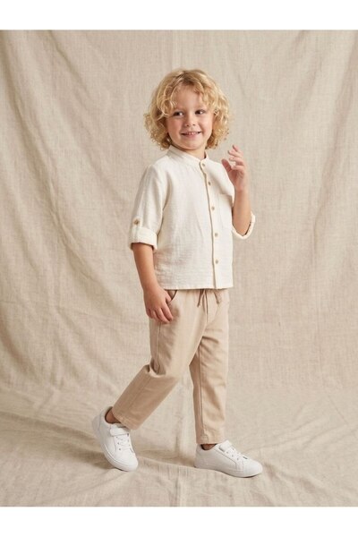Karaniko Kids Σετ πουκάμισο με διπλωμένο γιακά και παντελόνι γαμπαρντίνα για ...